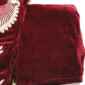Elegant Pink Velvet Kurta Set