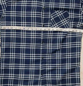 Navy Blue Checkered Casual Shirt –