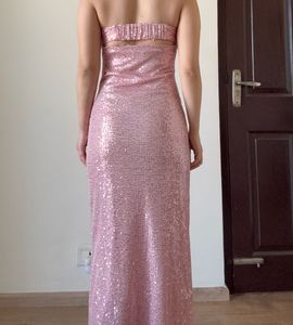 Stunning Pink Sequin Strapless Gown