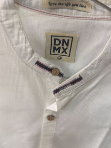 Men's White Band Collar Shirt
