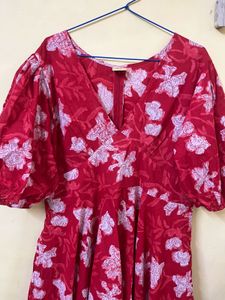 Anayna Red Floral Print Dress