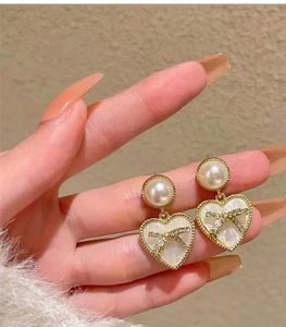 Heart Pearl Bow Earrings