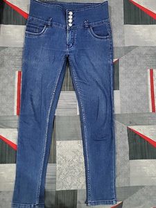 High-Waisted Blue Denim Jeans
