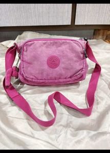 Pink Kipling Crossbody Bag with Monkey Charm