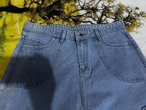 Light Wash Denim Cargo Pants