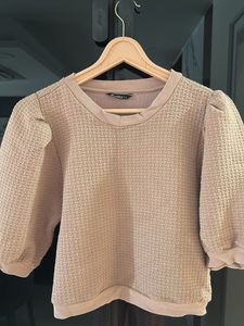 Round Neck Puff Sleeve Sweatshirt Top, Bust- 34/36