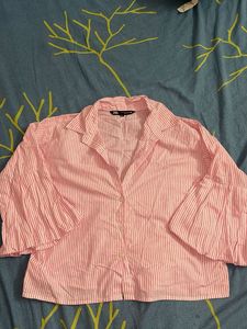 Pink Striped Bell Sleeve shirt