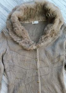 Faux Fur Trim Cardigan