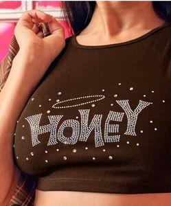 SHEIN Rhinestone "HONEY" Crop Top