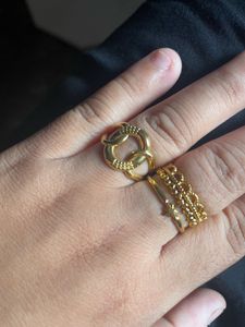 Chunky Gold Tone Hoop Earrings &amp; Ring Set