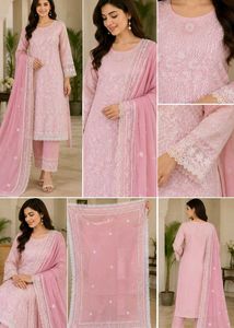 Beautiful Pink Embroidered Kurta Set