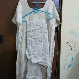 Elegant Cream Kurta with Pants Set