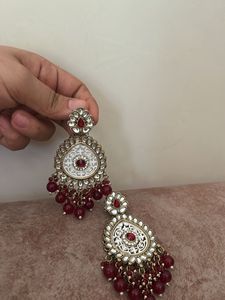 Exquisite Red Stone Jhumka Earrings