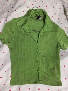 H&M Vibrant Green Button-Up Top