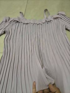 Pleated Cold Shoulder Top
