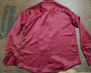 Men's Burgundy Satin Shirt