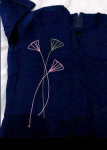 Navy Blue Embroidered Kurta Set