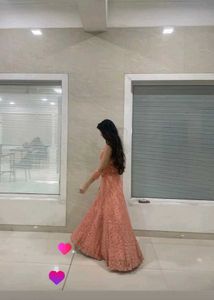 Peach Lace Lehenga Choli Set
