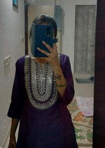 Beautiful Embroidered Purple short Kurta