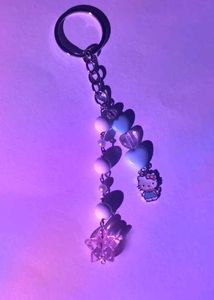 Handmade Kawaii Hello Kitty & Heart Charm Keychain