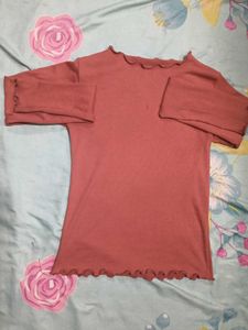 Dusty coral Lettuce Trim Top