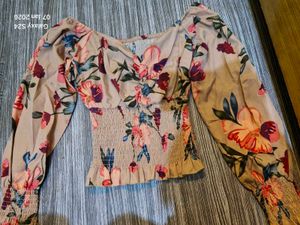 Floral Long Sleeve Crop Top