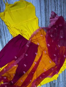 Yellow Kurta Set with Dupatta worn once