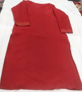 Red Embroidered Kurta