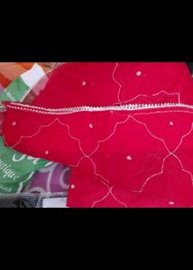Red Embroidered Organza Saree