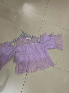 Lavender Ruffled Cold-Shoulder Top