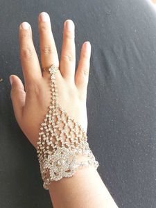 2 Bangle / Bracelet with Ring and Hand Chain