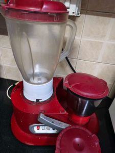Red Mixer Grinder with Multiple Jars
