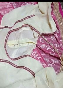 Pink &amp; Gold Embroidered Fabric