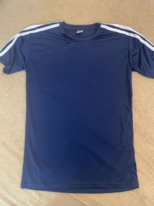 Navy Athletic T-Shirt with White Stripes