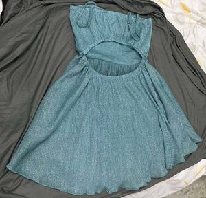 Sparkly Teal Strapless Mini Dress