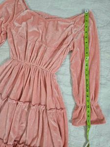 Pink Velvet Tiered Dress bust 34~36
