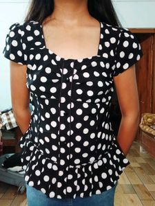 Cute Polka Dot Peplum Top