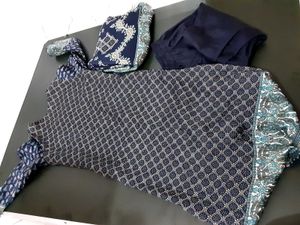 Stylish Navy Blue Kurta Set