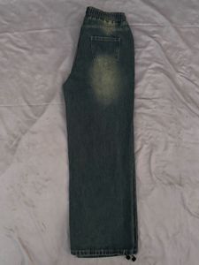 Washed Denim Cargo Pants