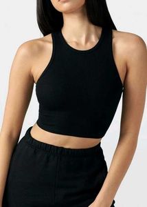 Black Ribbed Racerback Crop Top