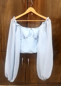 Unused M SIZE 34 Bust Sky-blue Crop Top
