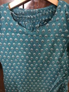 Elegant Teal Printed Kurta pants set