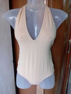 Nude Halter Neck Bodysuit