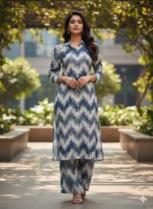 BRANDED- Elegant Kurta Set with Collar and buttons
