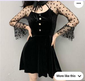 Red Velvet Polka Dot Mesh Dress Never Used...
