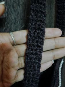 Handmade Crochet Shoulder Bag - Coffee Brown