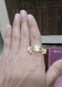 Elegant Kundan Style Adjustable Ring