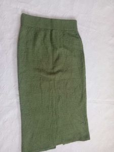 Olive Green Textured Knit Skirt