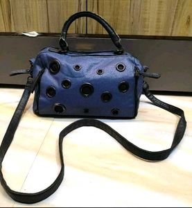 Blue Handbag with Eyelet Detail