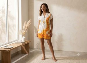 🔥 Make a offer Sunset Flame Linen Shirt Dress 🔥